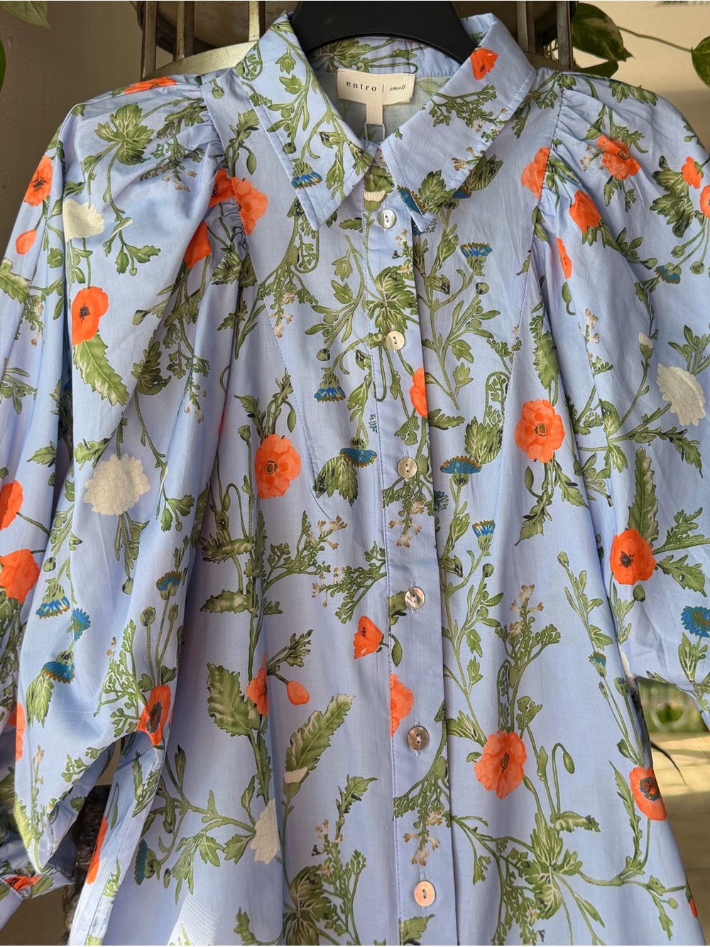 Entro Blue Floral Button-Up Shirt